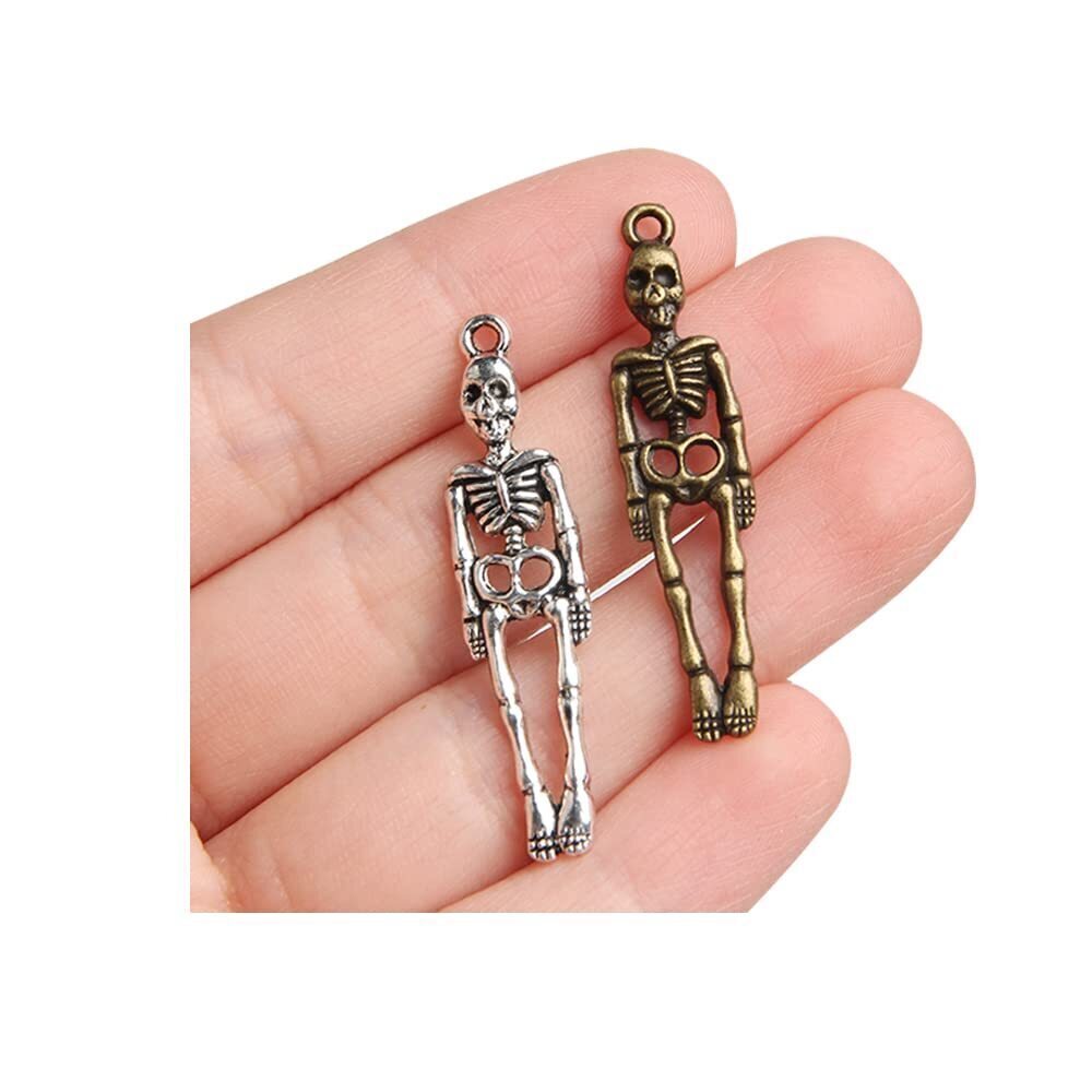 7276 100Pcs Antique Silver Skeleton Body Skull Charm DIY Jewelry Findings
